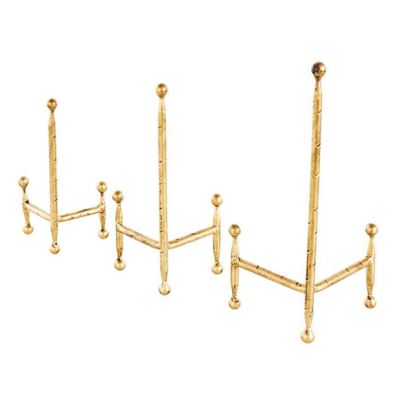 Gold Metal  Slim Tabletop Easel with Ball Accents (Set of 3)