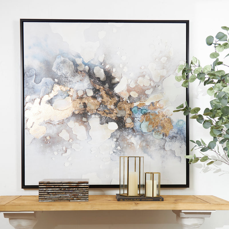 Multi Colored Abstract Framed Wall Art with Gold Foil Accents