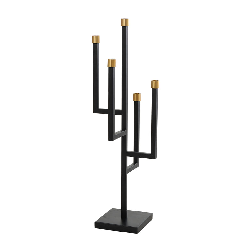Extra Tall Black Metal 5 Candle Candelabra