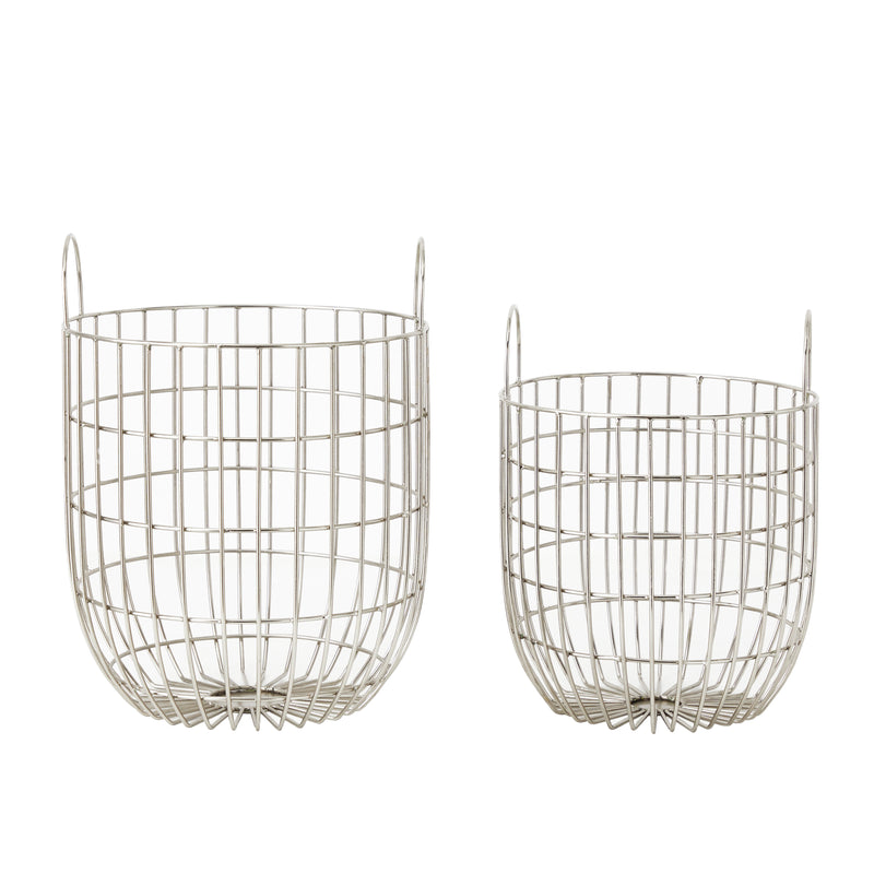 Set of 2 Metal Storage Baskets with Handles (2 Colors)