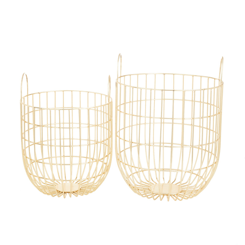 Set of 2 Metal Storage Baskets with Handles (2 Colors)
