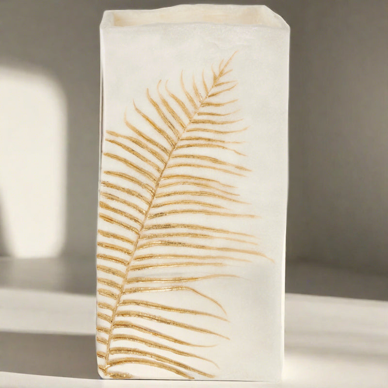 White Vase with Gold Leaf Imprint