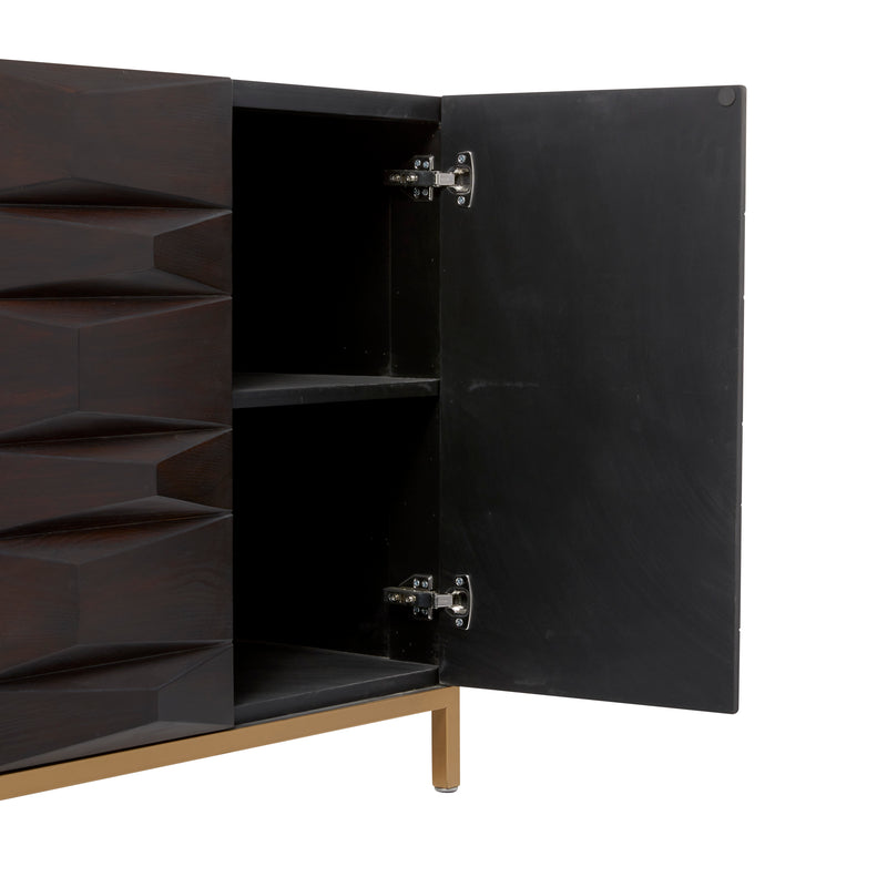 Brown Wood Cabinet With Geometric Detail