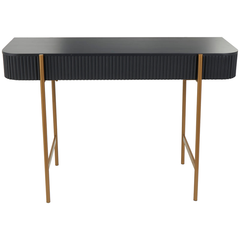 Black Wood Console Table with Gold Metal Legs