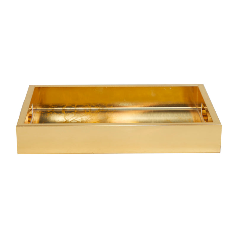 Gold  Mirrored Nature Print Tray ( Set of 3 )