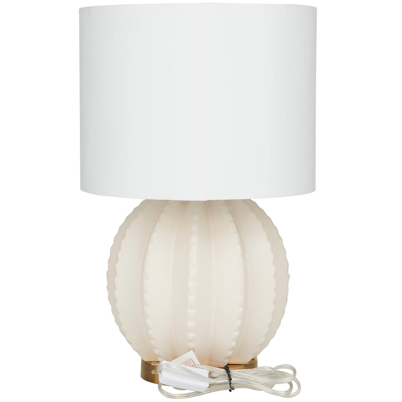 Cream Ceramic Gourd Style Base Table Lamp with Drum Shade