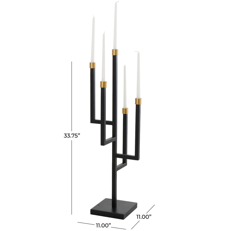 Extra Tall Black Metal 5 Candle Candelabra