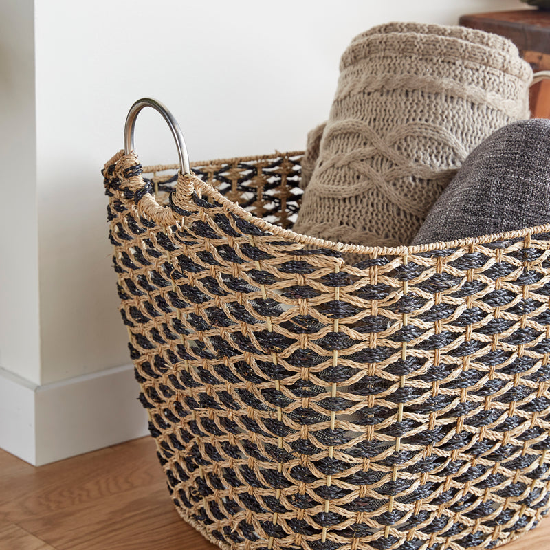 Storage Basket with Black Details and Handles