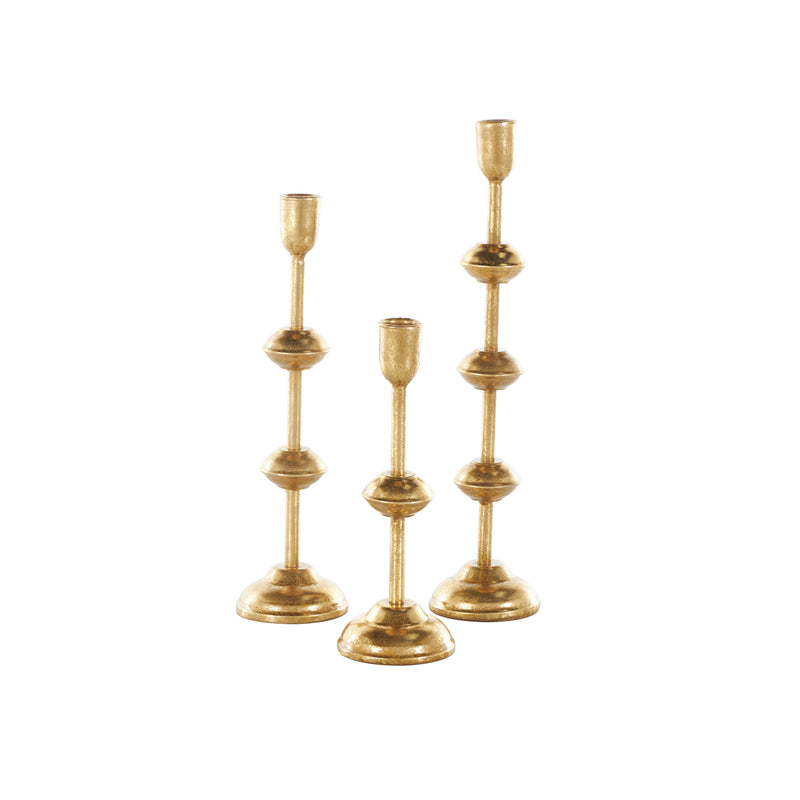 Gold Metal  Slim Candle Holder with Floating Spheres ( Set of 3)