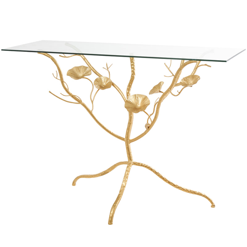 Gold Metal Branch Accent Table with Glass Top ( 2 Sizes )