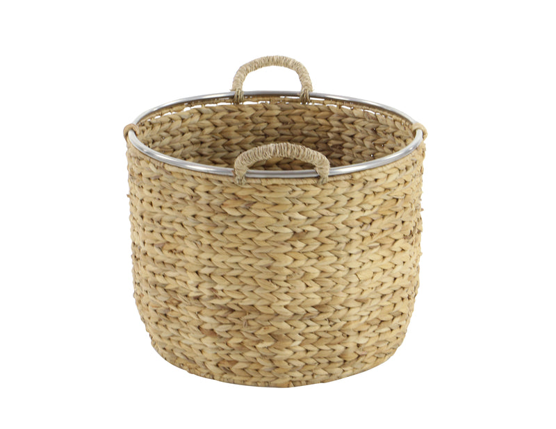 Light Brown Seagrass Handmade Storage Basket with Handles (Set of 2)