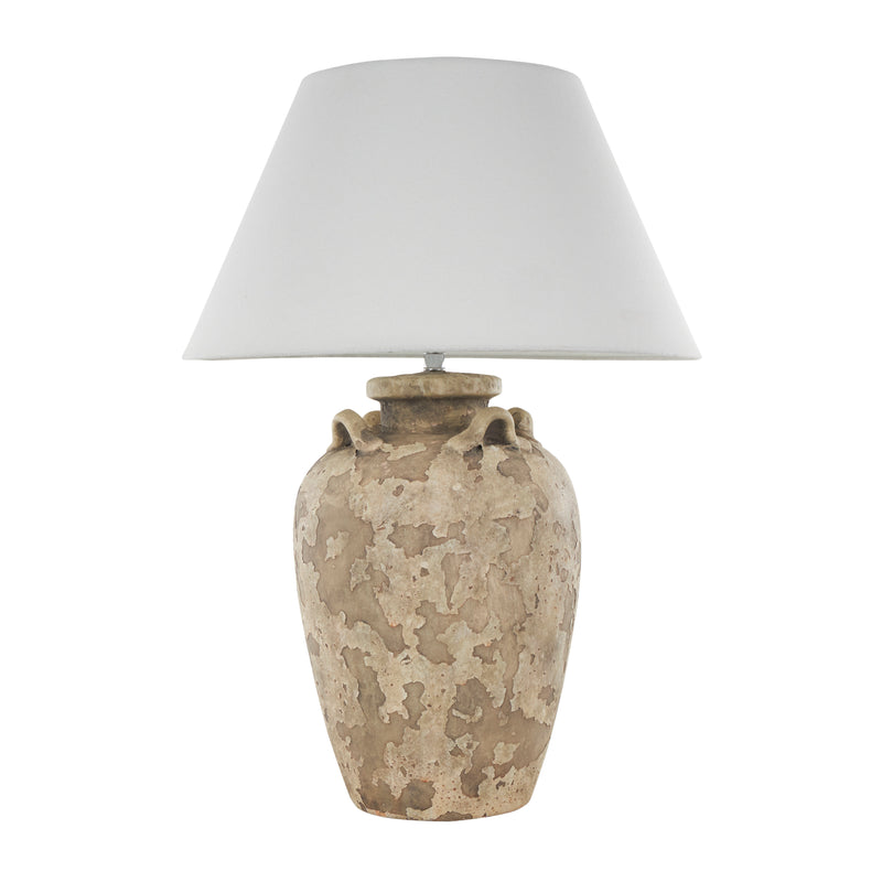 Rustic Ceramic Distressed Antique Style Textured Pot Vase Table Lamp