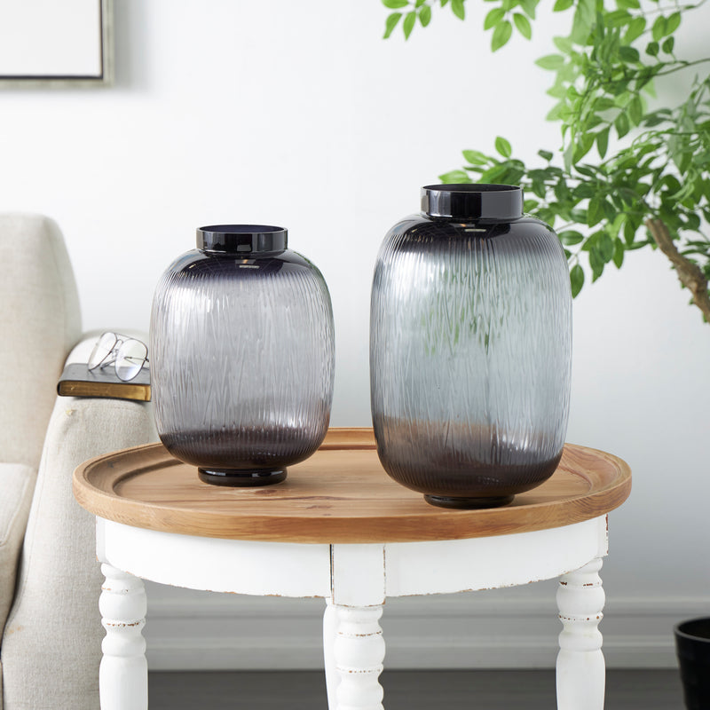 Ombre Glass Textured Vase, Set of 2