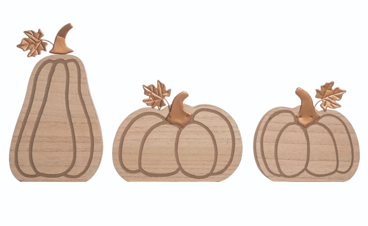 Wooden Pumpkin Block Decor (3 Styles)