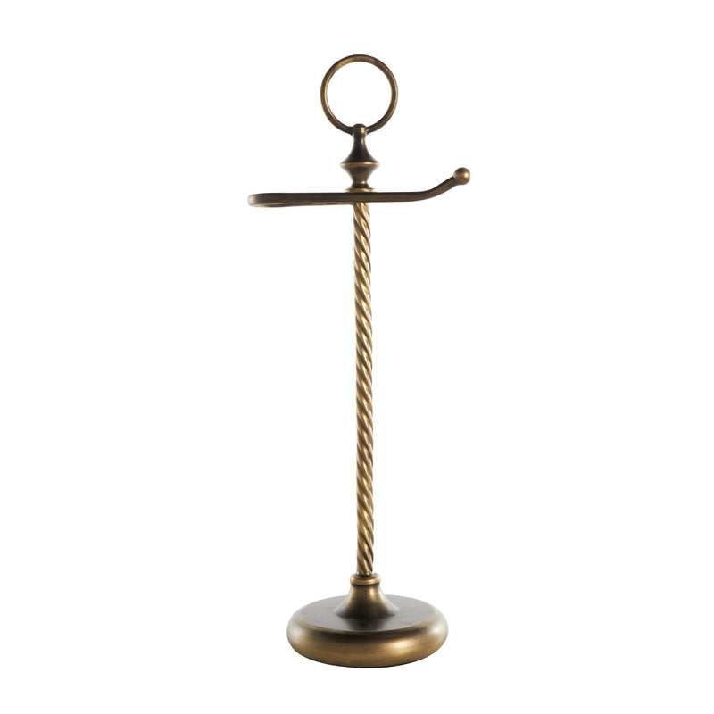 Brass Metal Toilet Paper Holder with Twisted Stand and Ring Top