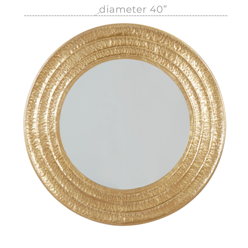 Gold Metal Textured Wall Mirror with Grooves