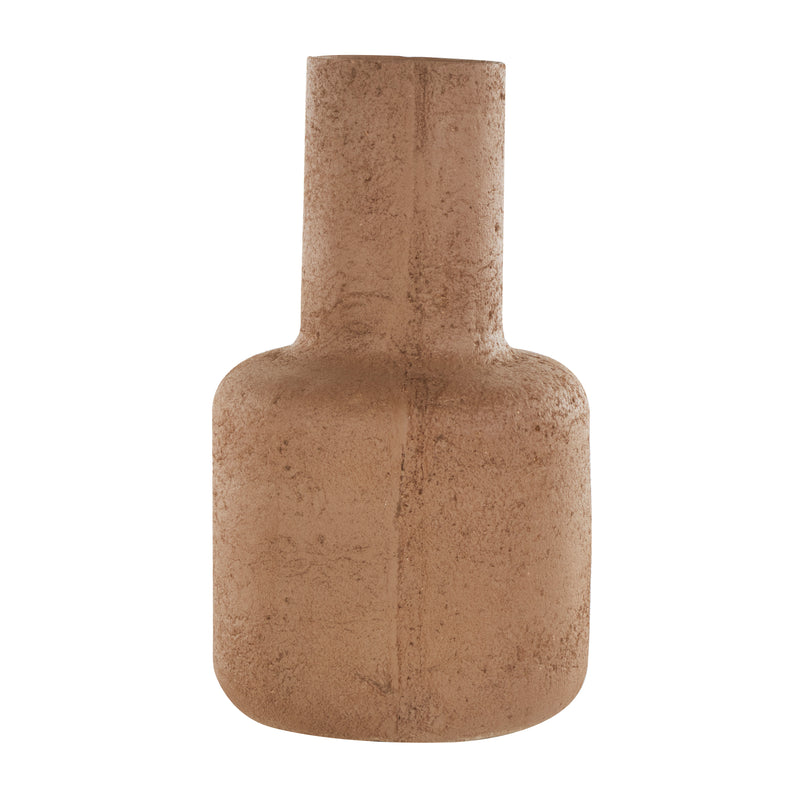 Abstract Distressed Textured Vase with Geometric Handle