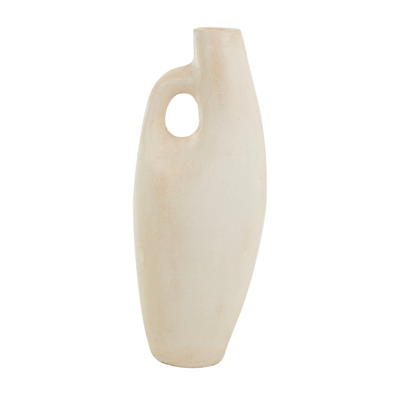 Beige  Abstract Curved Vase with Handle