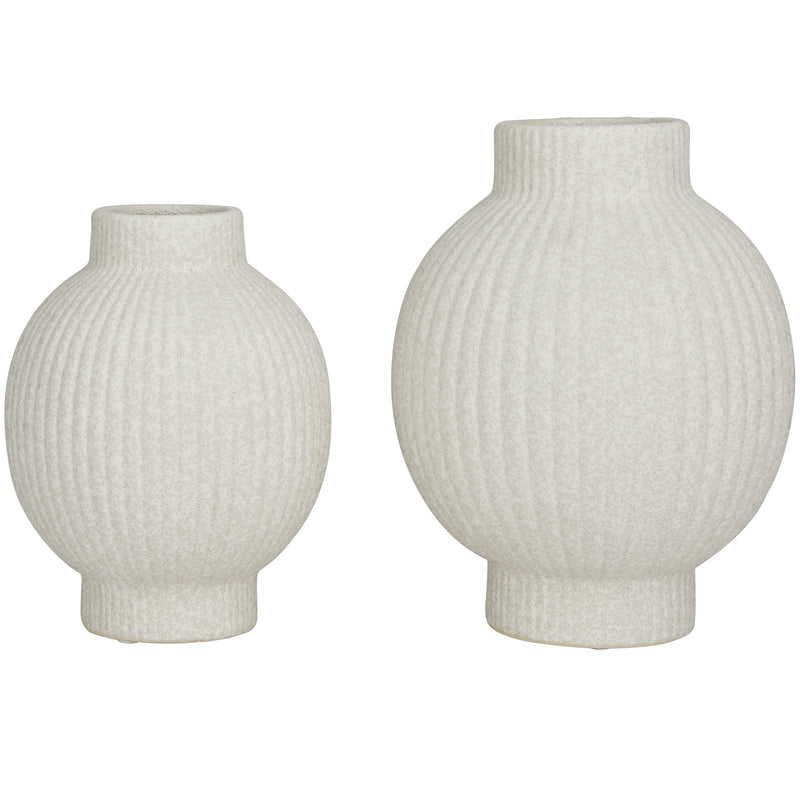 Ceramic Ribbed Vase (Set of 2 ) 2 Colors