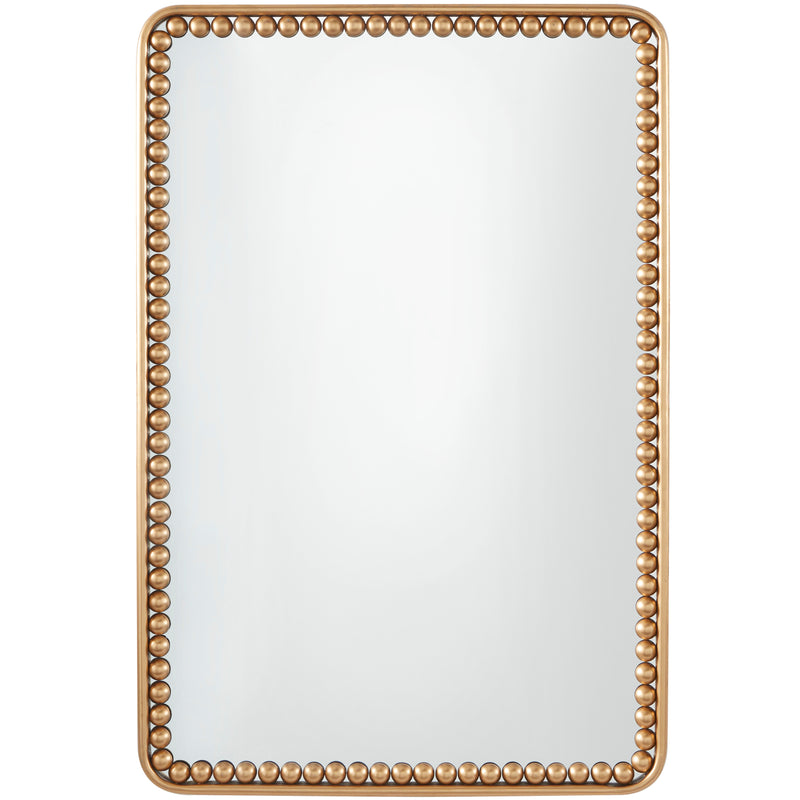 Gold Metal Wall Mirror with Beaded Detailing