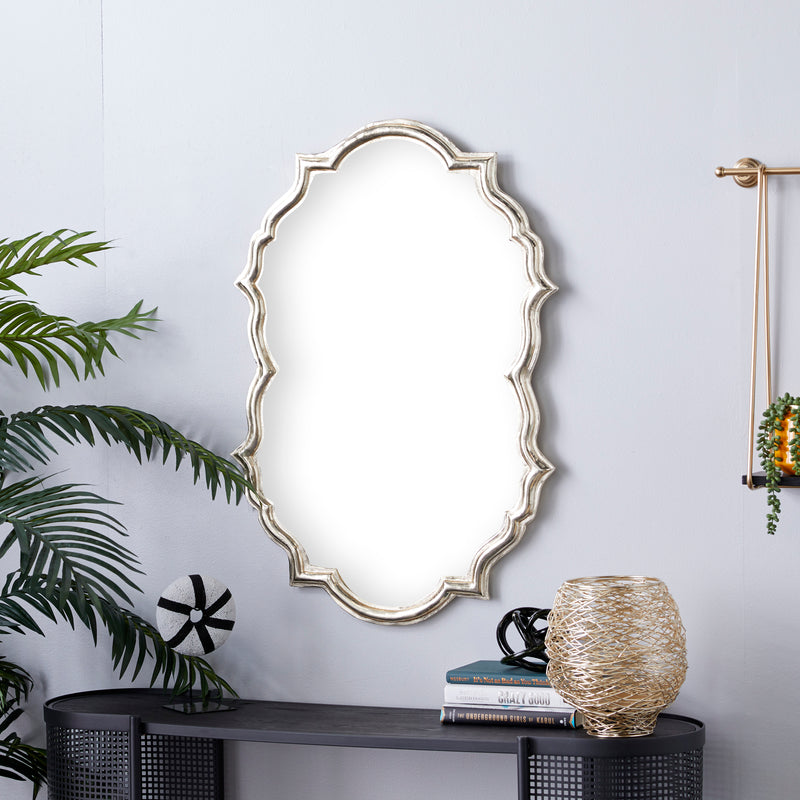 Gold Metal  Quatrefoil Shaped Wall Mirror