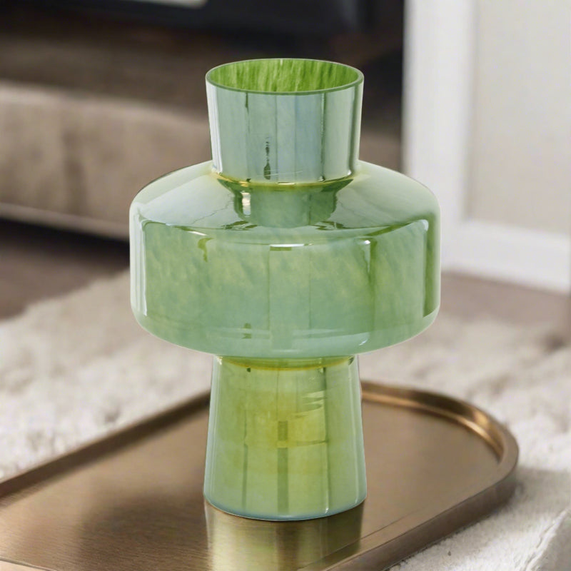 Green Fluted Glass Vase