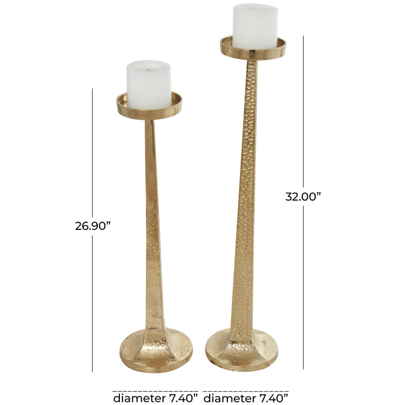 Gold Hammered Metal Tall Candle Holder ( Set of 2 )