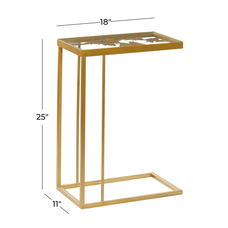 Gold Metal C Table with Butterfly Details