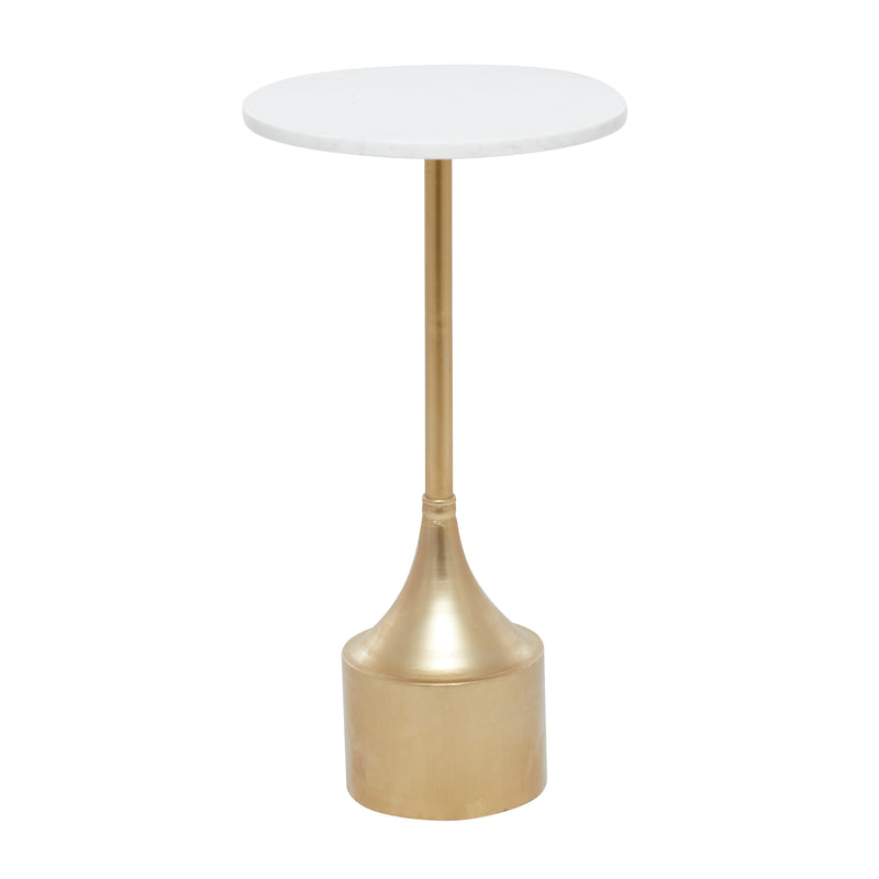Gold Metal Accent Table with Marble Top
