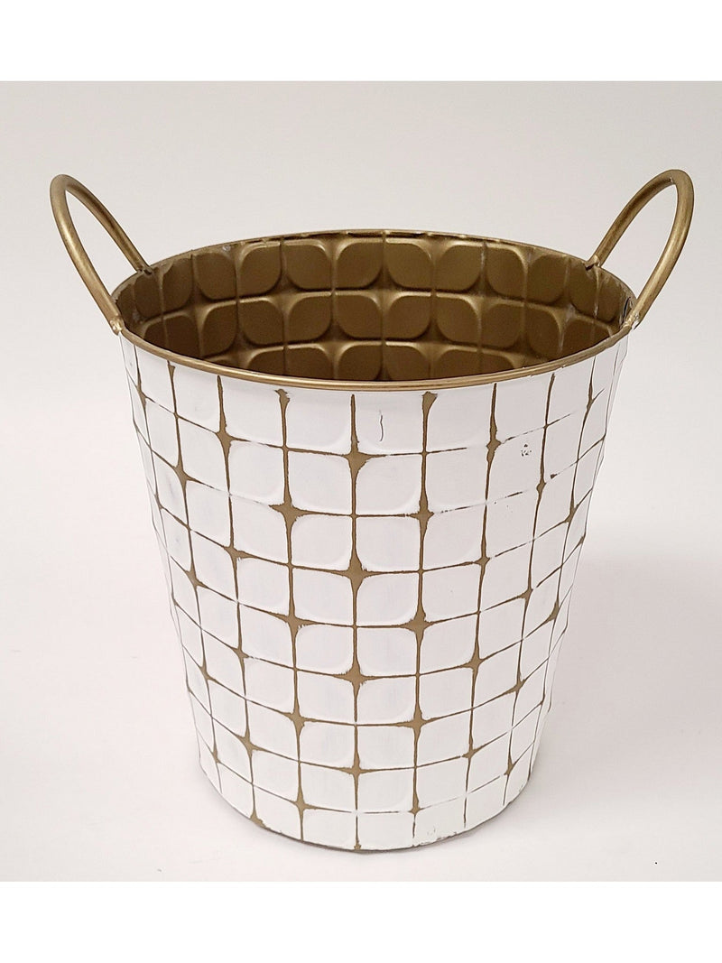 Indoor/Outdoor Gold and White Etched Planters (3 Sizes)