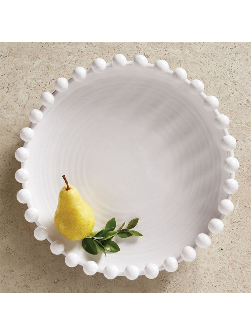 White Ceramic Beaded Tray-Inspire Me! Home Decor