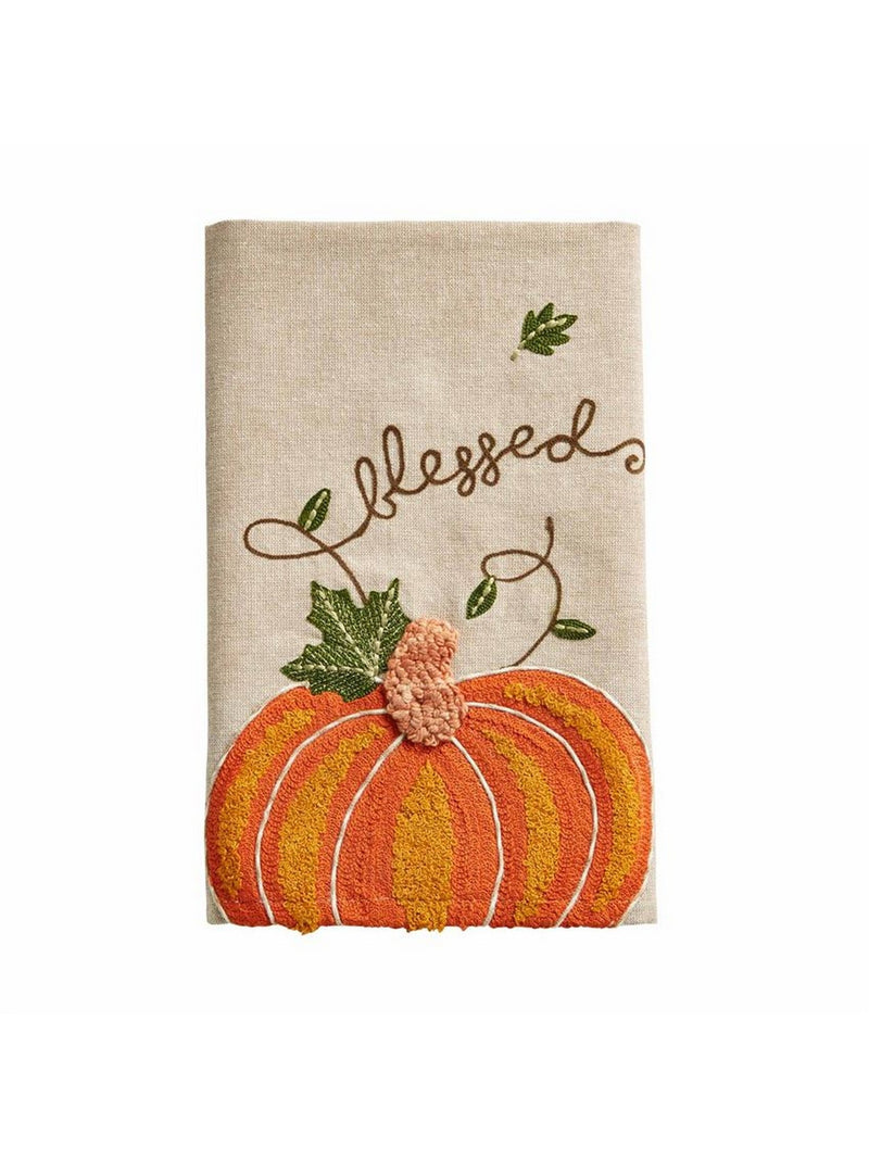 Rustic Embroidered Fall Pumpkin Dish Towel (3 Styles)-Inspire Me! Home Decor