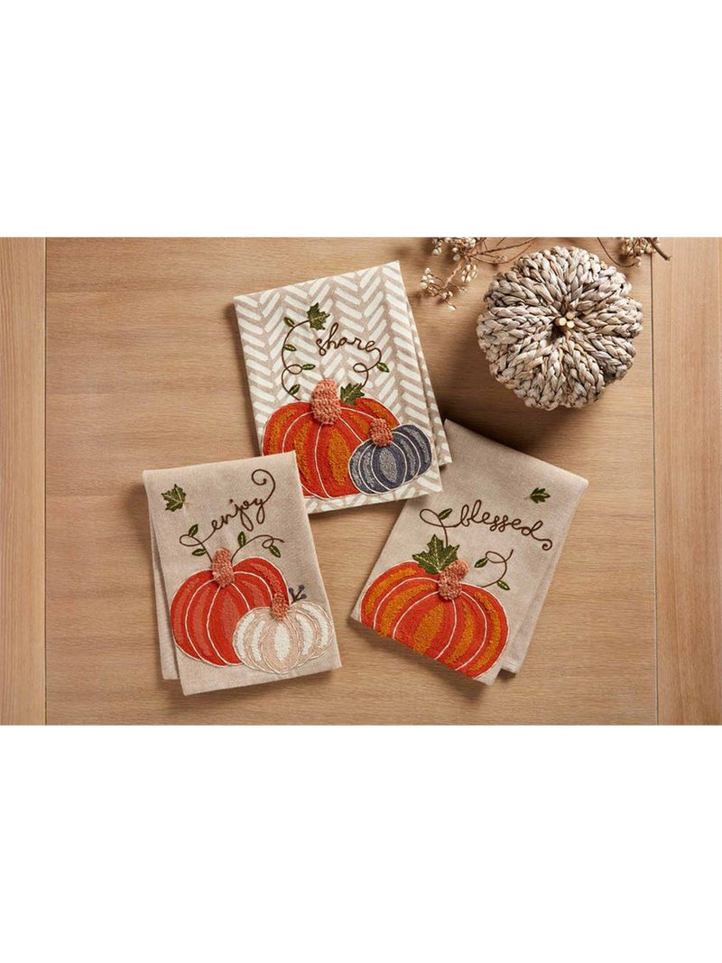 Rustic Embroidered Fall Pumpkin Dish Towel (3 Styles)-Inspire Me! Home Decor