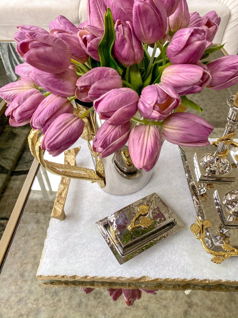 Silver Match Holder with Gold Detailing-Inspire Me! Home Decor