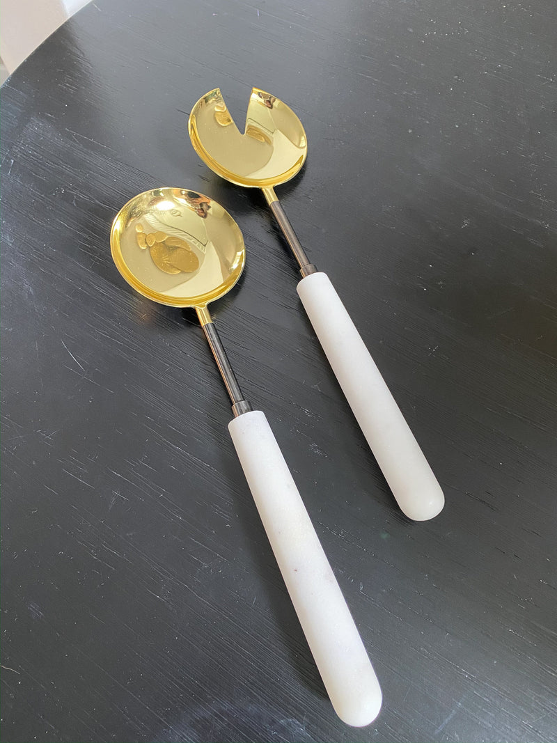 Marble and Gold Salad Servers-Inspire Me! Home Decor