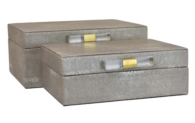 Set of 2 Decorative Wood Boxes with Acrylic & Gold Handles