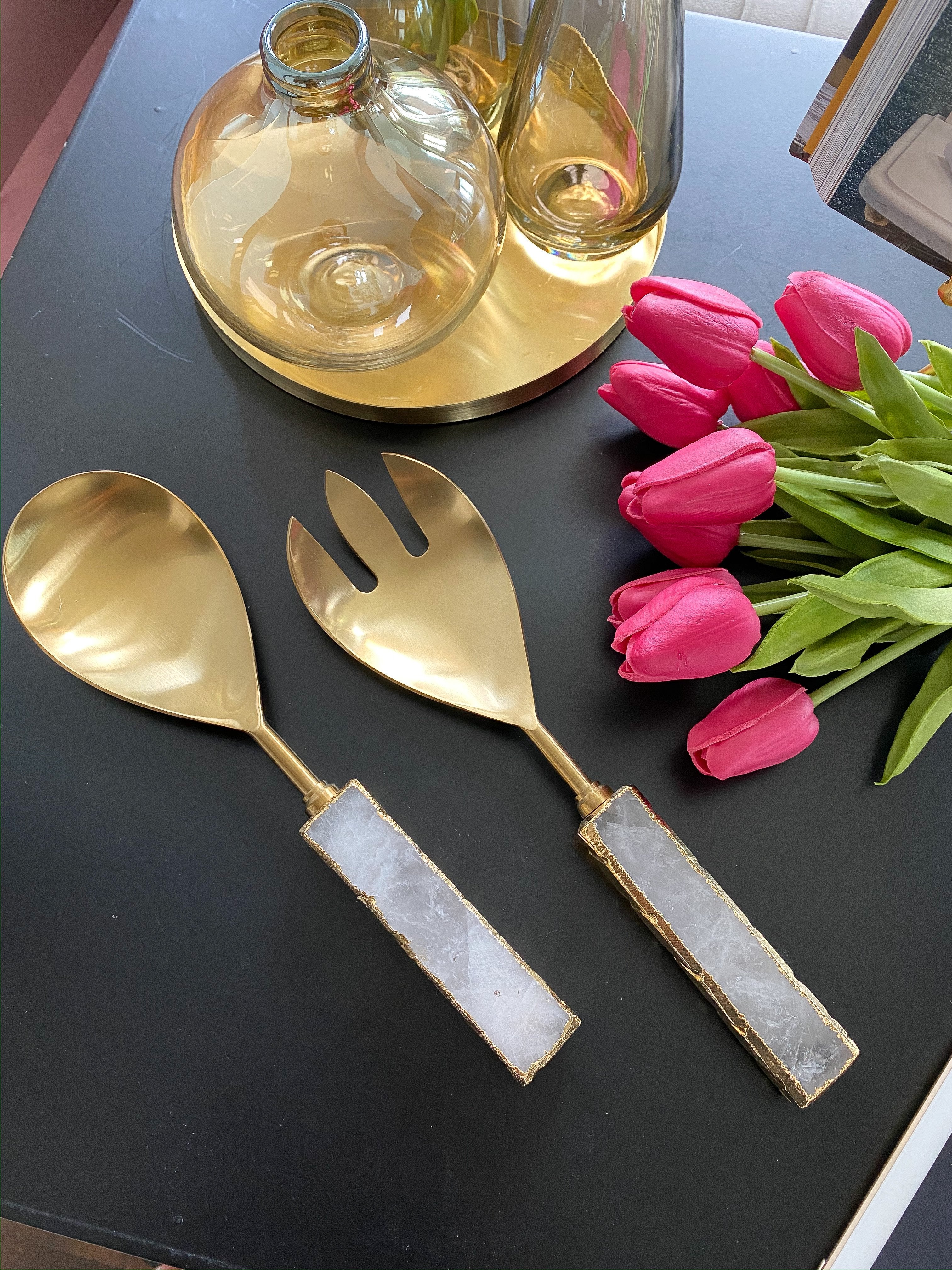 Agate Handle Gold Server Set-Inspire Me! Home Decor