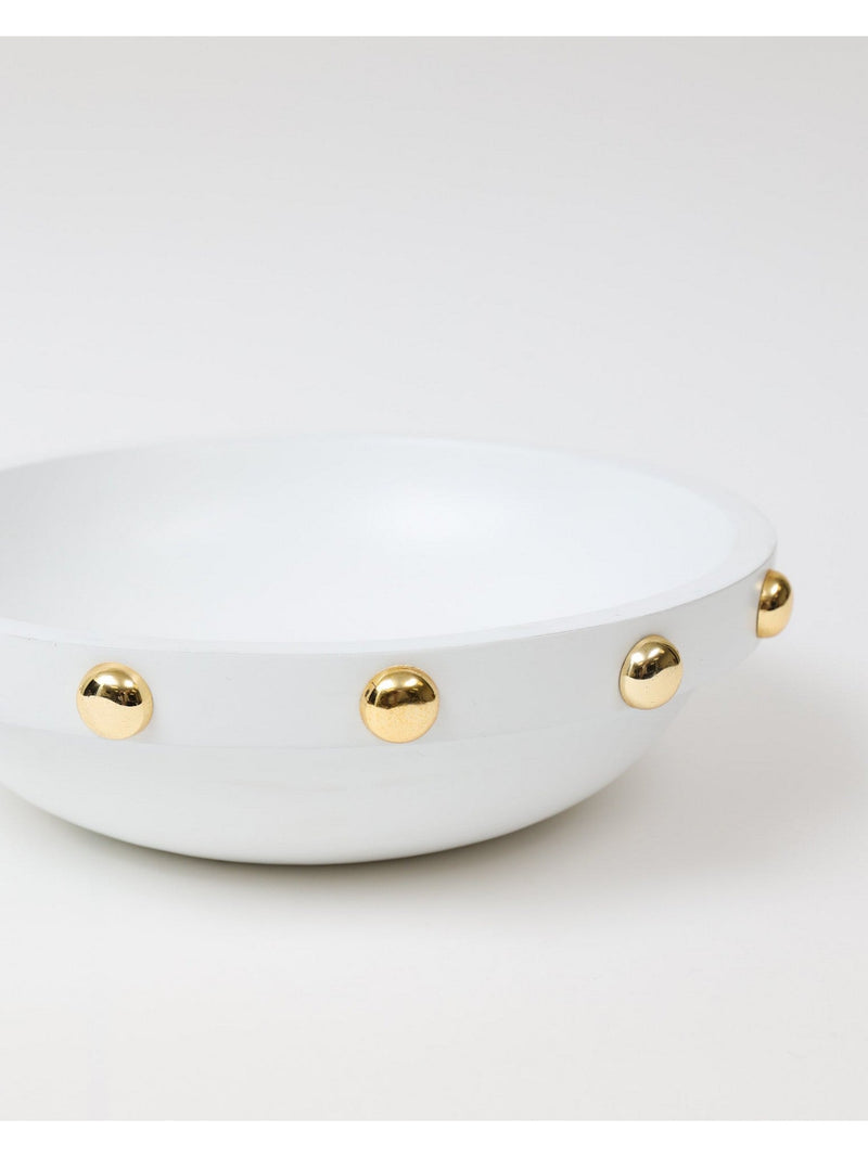 Wood Bowl with Gold Studded Details