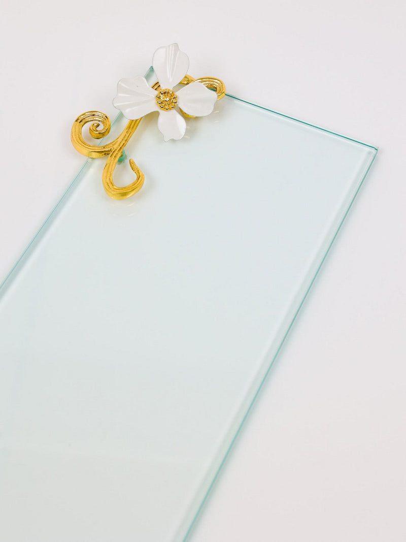 Glass Rectangular Tray from The White Jeweled Flower Collection