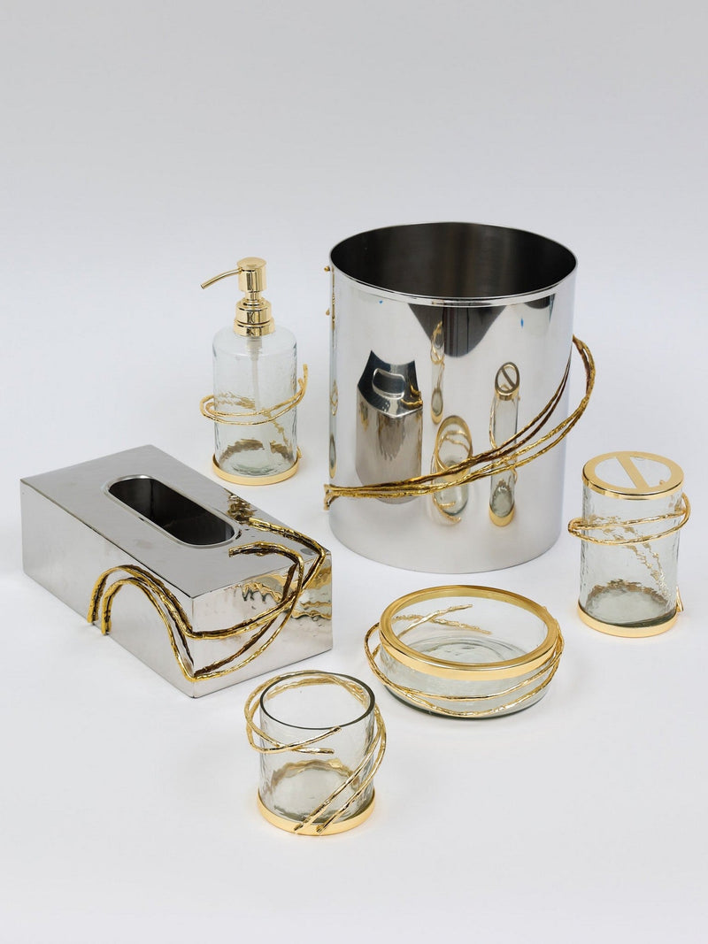 Silver & Gold Bathroom Set from The Leyla Collection (5 Piece)