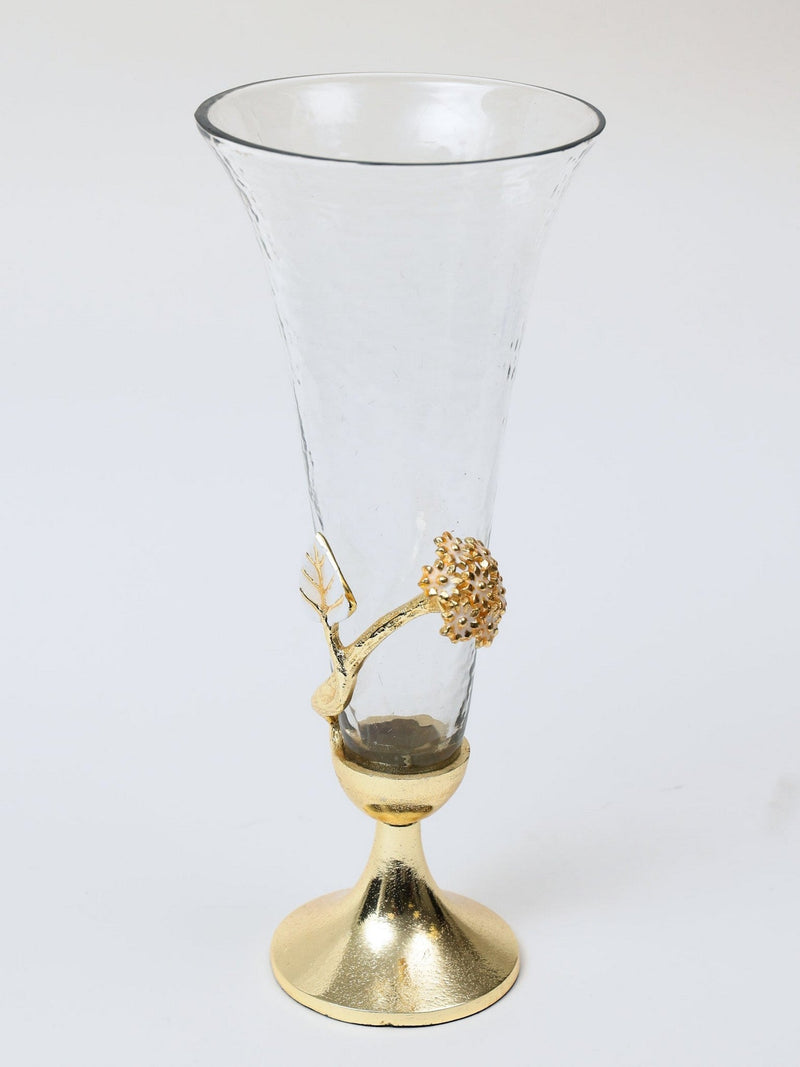 Glass Vase on Gold Base from The Hydrangea Collection