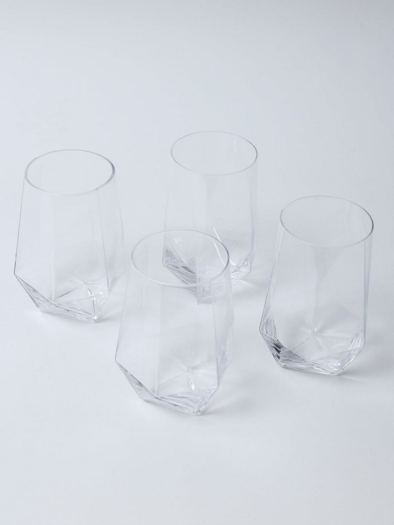 Set of 4 Tall Geometric Shaped Glasses