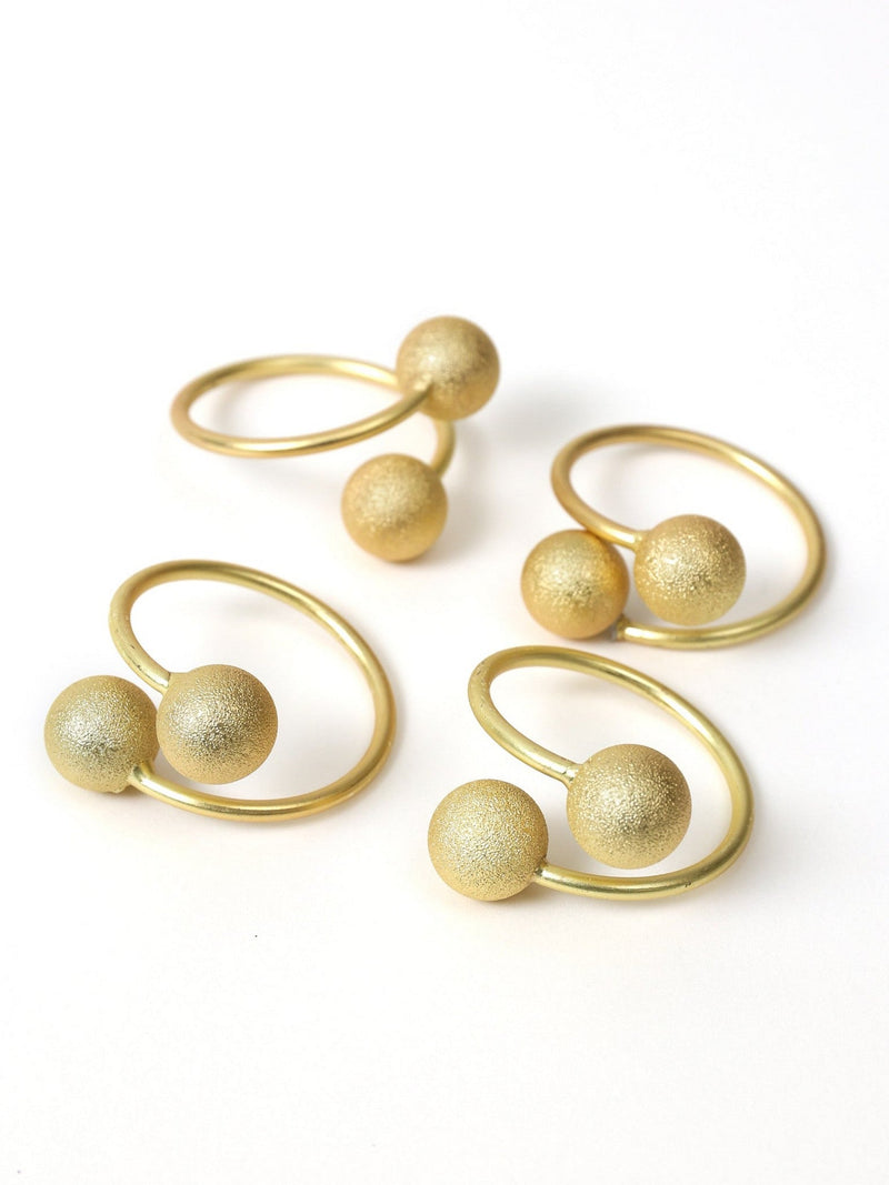 Set of 4 Matte Gold Double Ball Napkin Rings