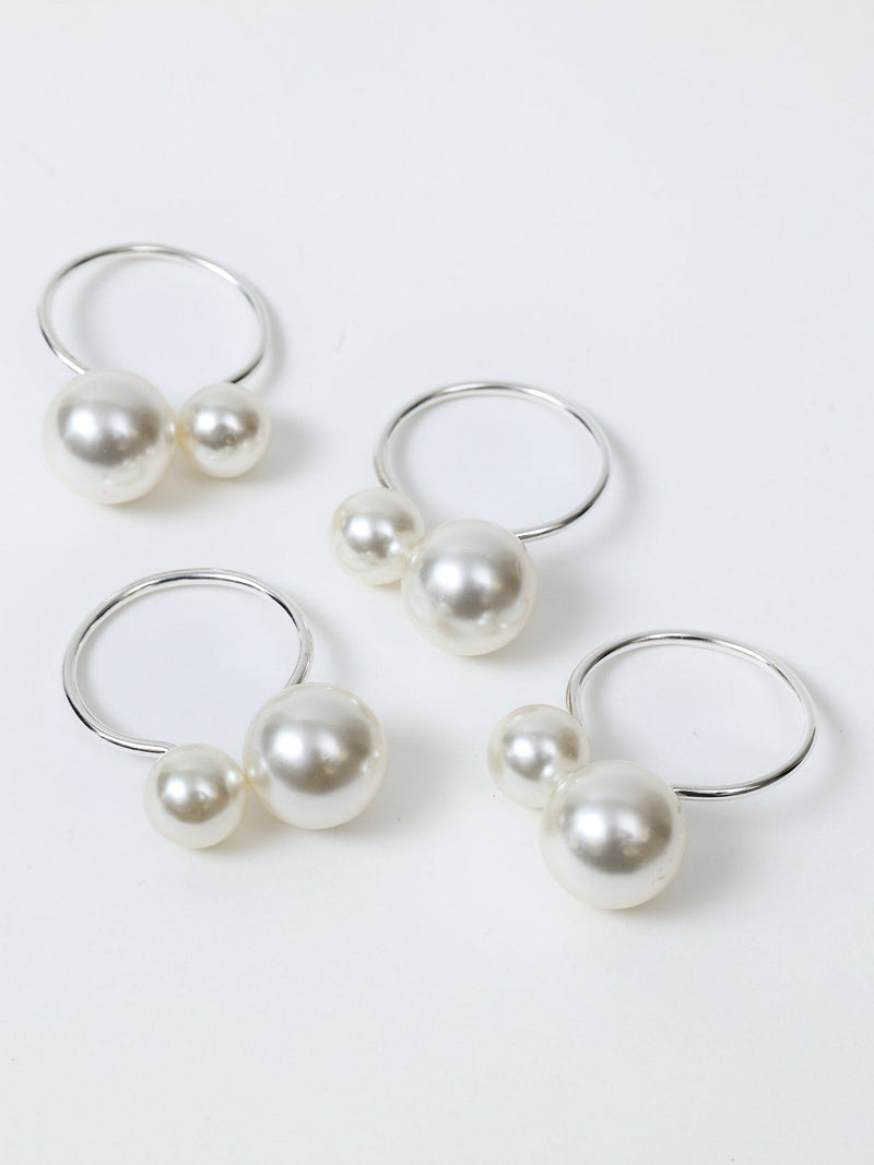 Set of 4 Double Pearl Napkin Rings