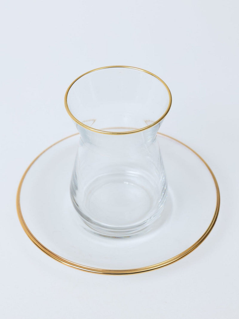 Set of 6 Gold Rimmed Tea Cups