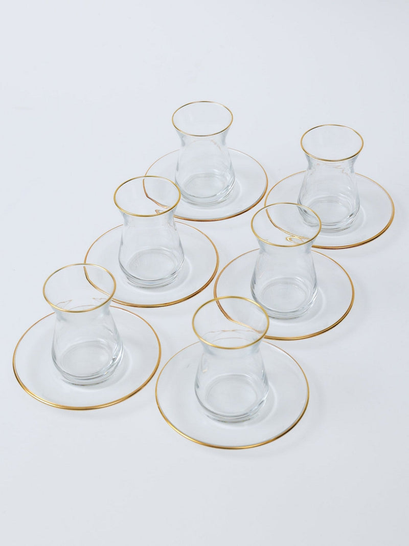 Set of 6 Gold Rimmed Tea Cups