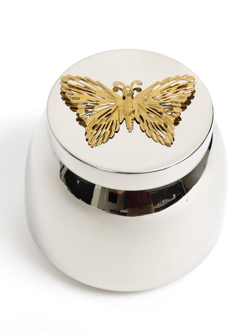 Silver Metal Candle Jar with Butterfly Lid (3 Scents)