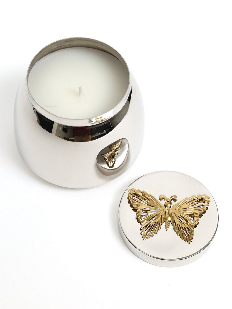Silver Metal Candle Jar with Butterfly Lid (3 Scents)