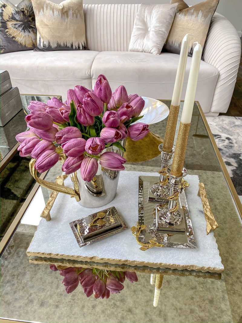 Silver Match Holder with Gold Detailing-Inspire Me! Home Decor