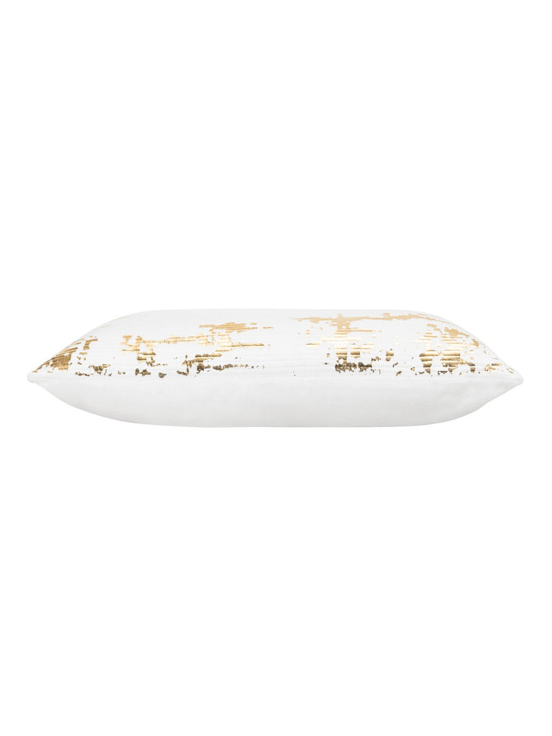 Asra - White Velvet Pillow w/ Shiny Gold Foil print - 20" x 20"-Inspire Me! Home Decor